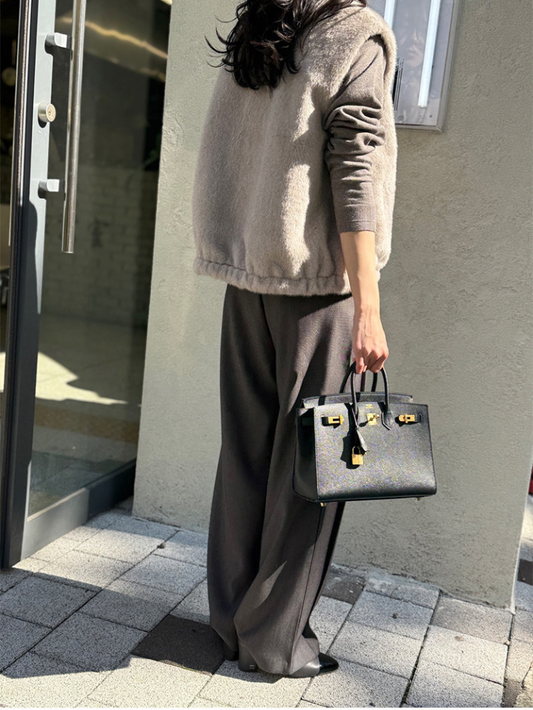 Chic毛絨兩面穿韓版馬甲外搭(灰)LI1004