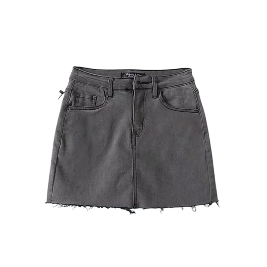 多色高腰高彈性牛仔短裙(灰)DE1007