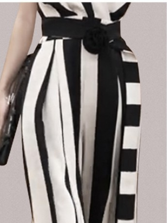 V領無袖收腰氣質連身褲JU1002