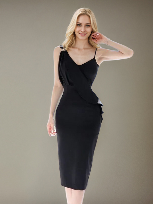 時尚性感修身無袖吊帶連身裙FI1004