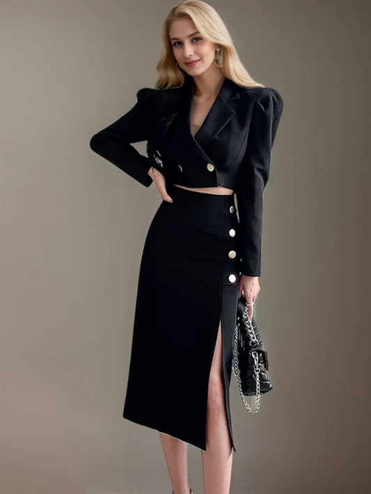 氣質修身收腰開叉包臀裙套裝CO1019