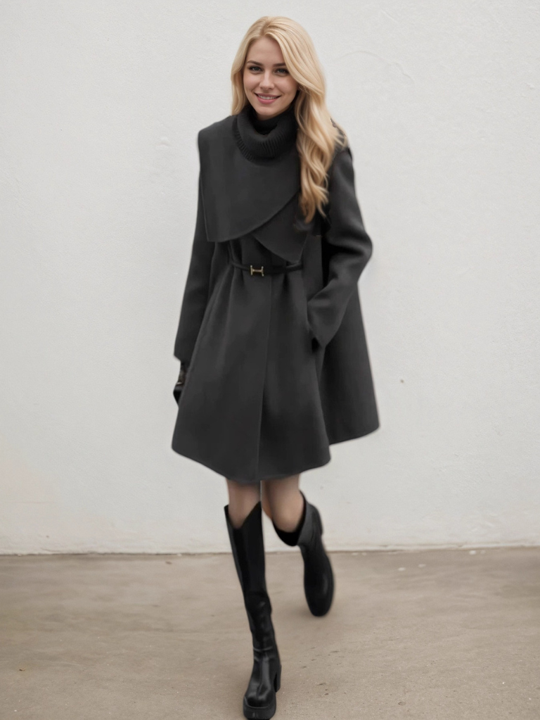 斗篷中長款修身時髦大衣套裝CO1005