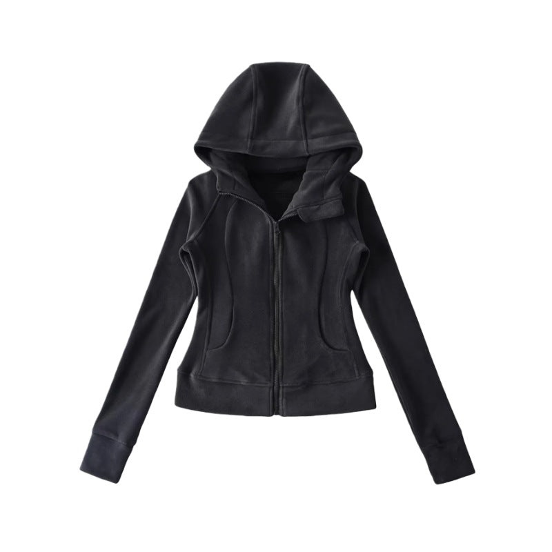 美式運動風雙頭拉鍊修身加厚外套(深灰)WA1004