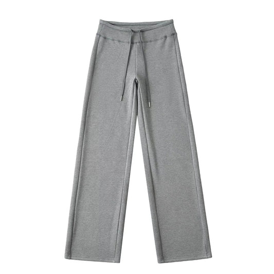 簡約純色鬆緊直筒拖地長褲(加厚款)灰