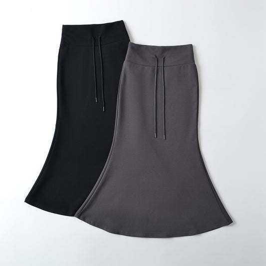 簡約風休閒魚尾長裙 (黑)