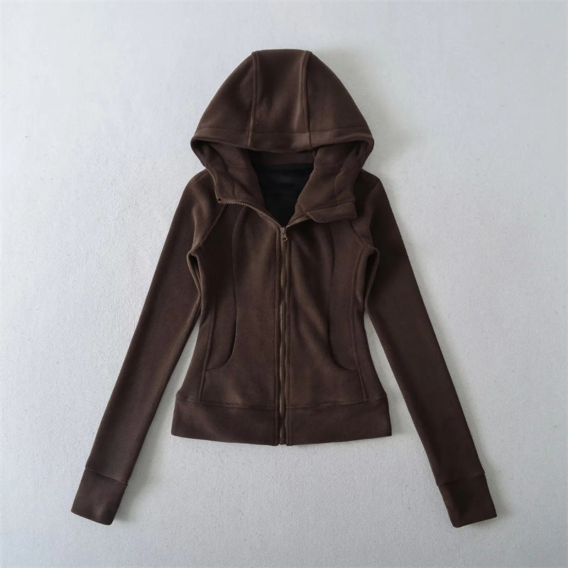 美式運動風雙頭拉鍊修身加厚外套(咖)WA1004