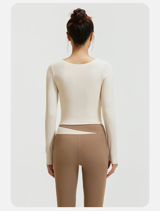 拼色裸感長袖運動瑜珈服套裝A款SP1004