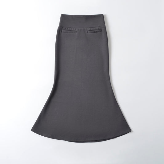 簡約風休閒魚尾長裙 (灰)