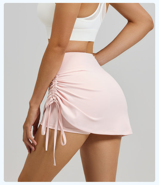 抽皺高腰假兩件運動瑜珈短褲裙(G款)SP1009