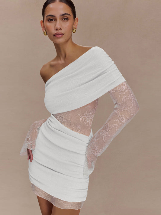 輕奢華斜肩性感包臀洋裝FI1026