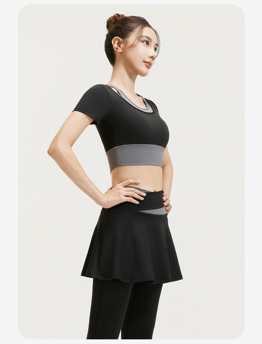 裸感高彈假兩件高腰運動瑜珈套裝B款SP1003