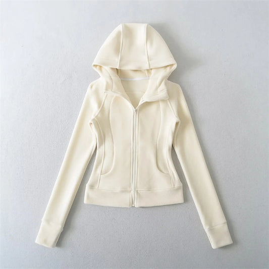 美式運動風雙頭拉鍊修身加厚外套(米杏)WA1004