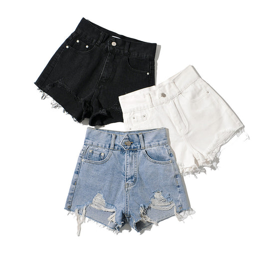 歐美性感休閒毛邊熱褲(黑)DE1010