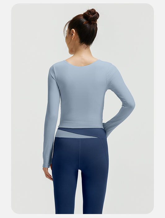 拼色裸感長袖運動瑜珈服套裝E款SP1004