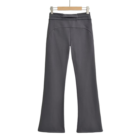 歐美風低腰口袋修身休閒褲(深灰)