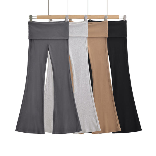 辣妹性感磨毛翻邊休閒褲(黑)