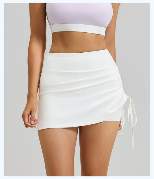 抽皺高腰假兩件運動瑜珈短褲裙(C款)SP1009