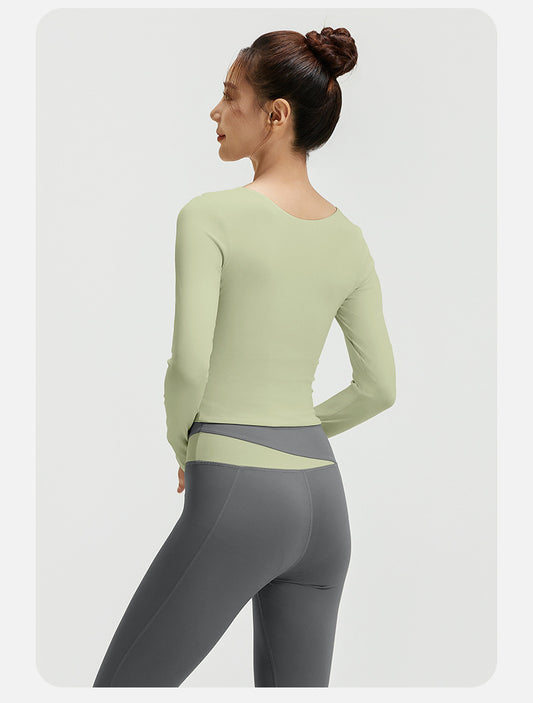 拼色裸感長袖運動瑜珈服套裝D款SP1004