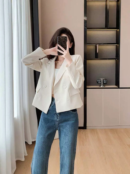 名媛風時尚氣質西裝外套(乳白)B1002