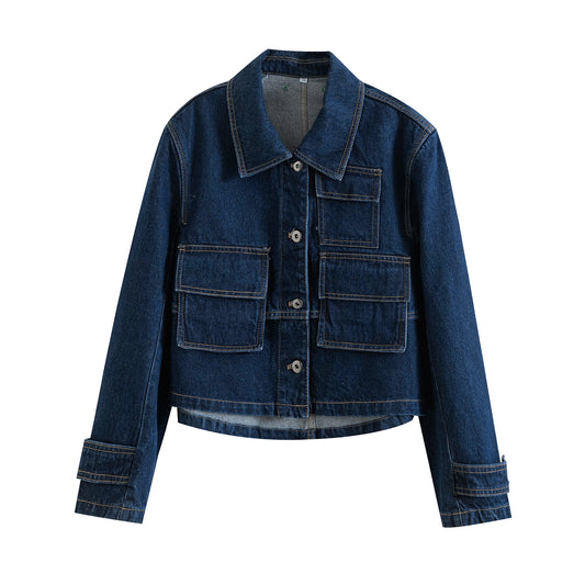 歐美風寬鬆排扣牛仔外套DE1012