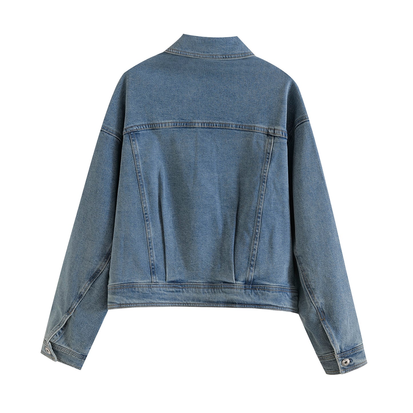 歐美風翻領單排扣牛仔外套DE1013