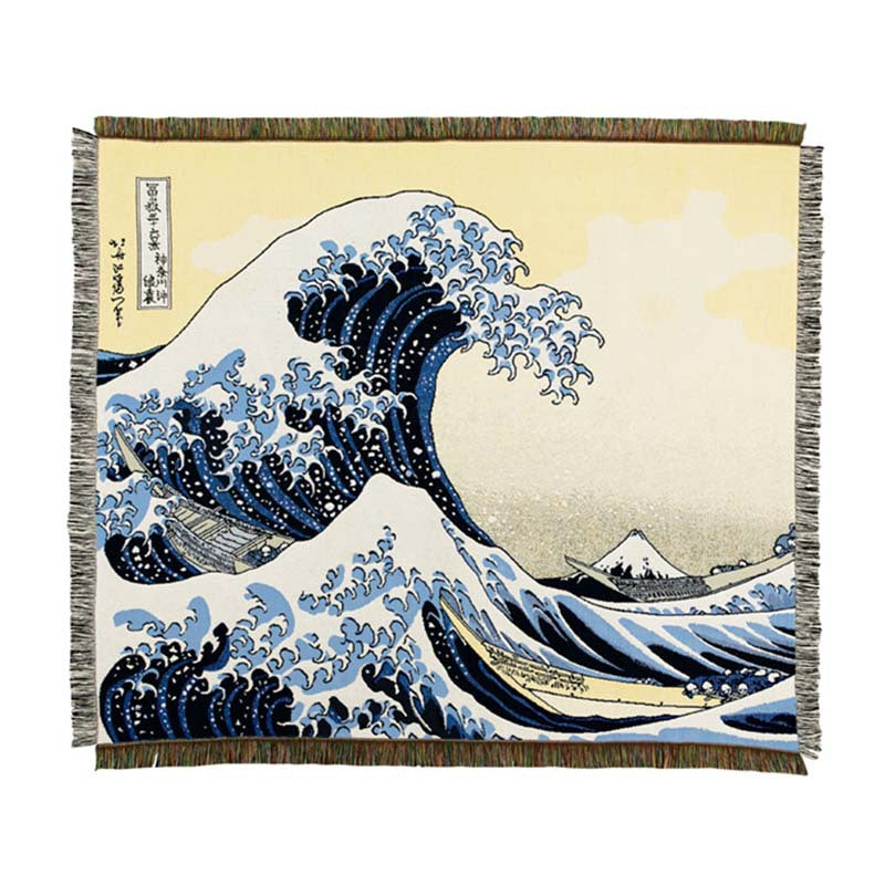 日本海浪針織蓋毯