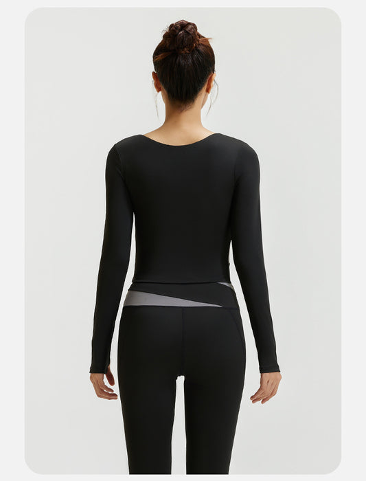 拼色裸感長袖運動瑜珈服套裝F款SP1004