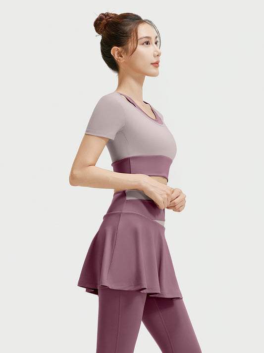 裸感高彈假兩件高腰運動瑜珈套裝C款SP1003