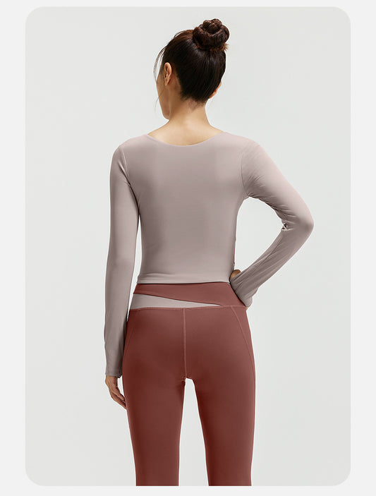 拼色裸感長袖運動瑜珈服套裝C款SP1004