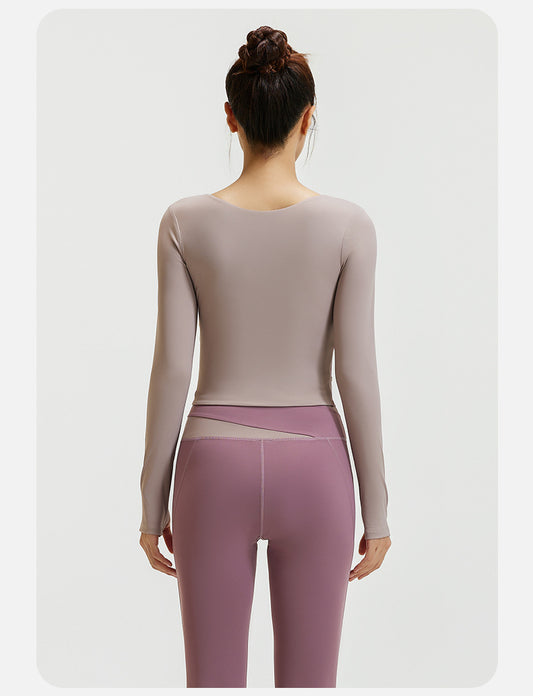 拼色裸感長袖運動瑜珈服套裝B款SP1004