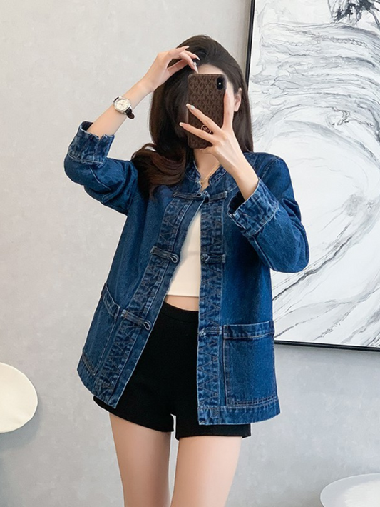 新中式寬版牛仔短外套