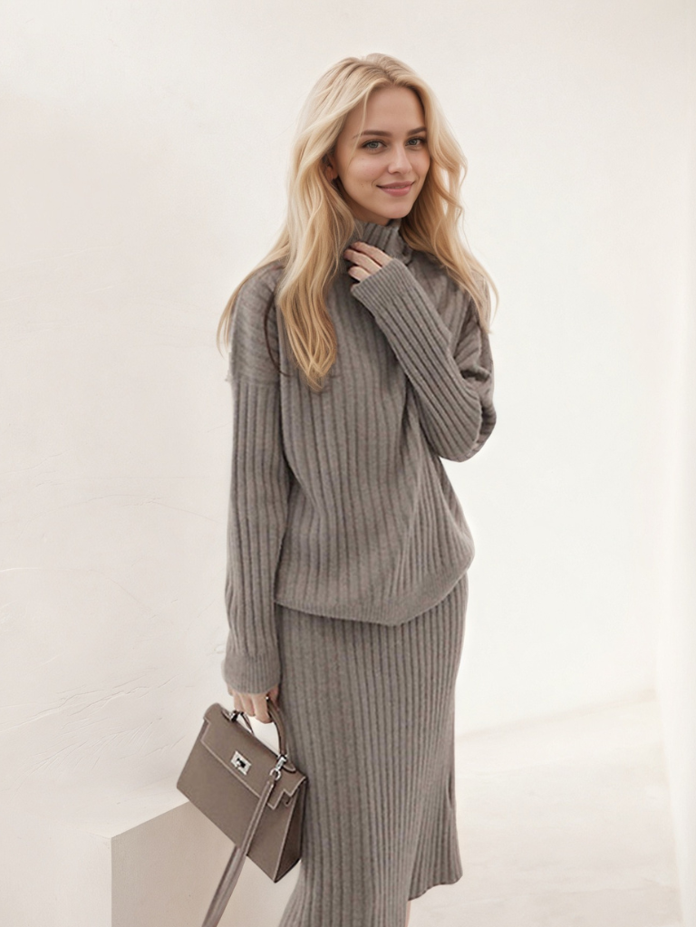 小香風氣質針織兩件套洋裝K1006