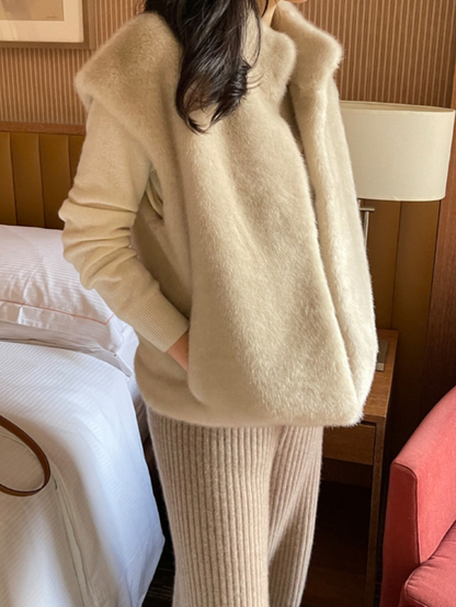 時尚Chic毛毛皮韓版馬甲外套(杏)LI1003
