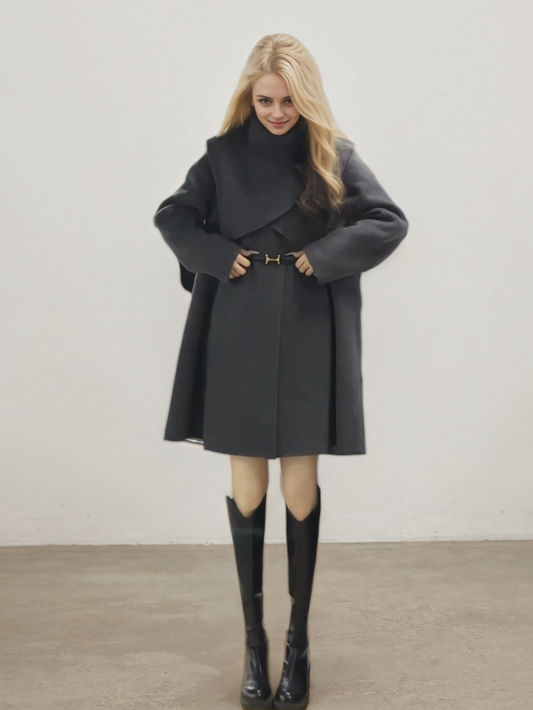 斗篷中長款修身時髦大衣套裝CO1005