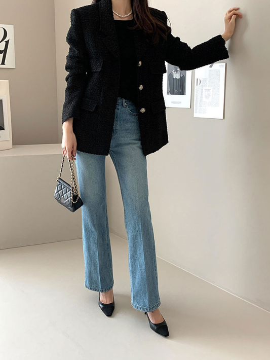 Chic小香風外套修身西裝外套(黑)B1006