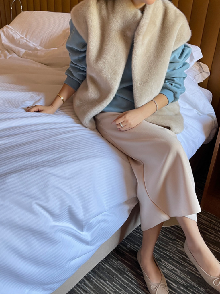 時尚Chic毛毛皮韓版馬甲外套(杏)LI1003