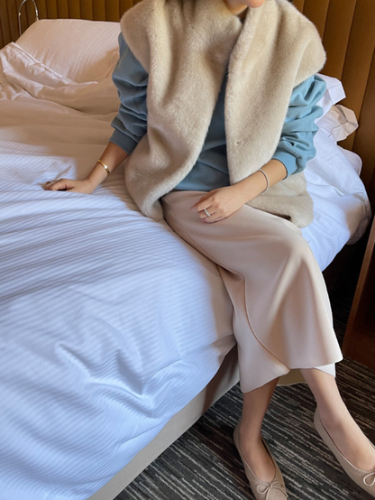 時尚Chic毛毛皮韓版馬甲外套(杏)LI1003