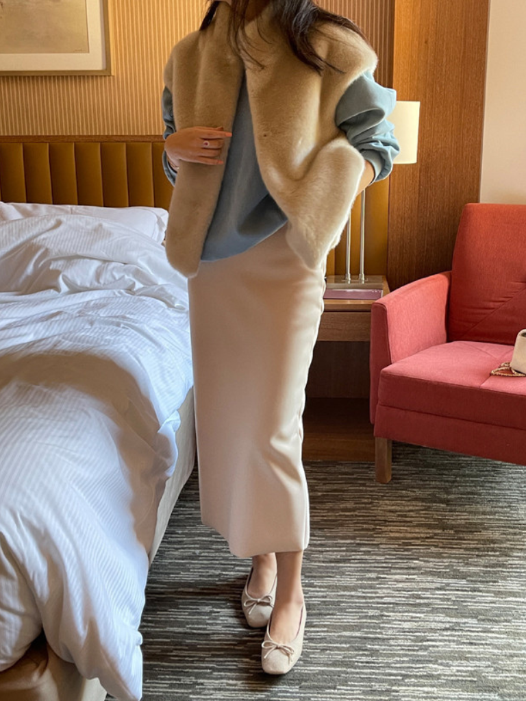 時尚Chic毛毛皮韓版馬甲外套(杏)LI1003