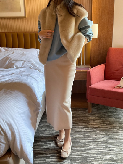 時尚Chic毛毛皮韓版馬甲外套(杏)LI1003