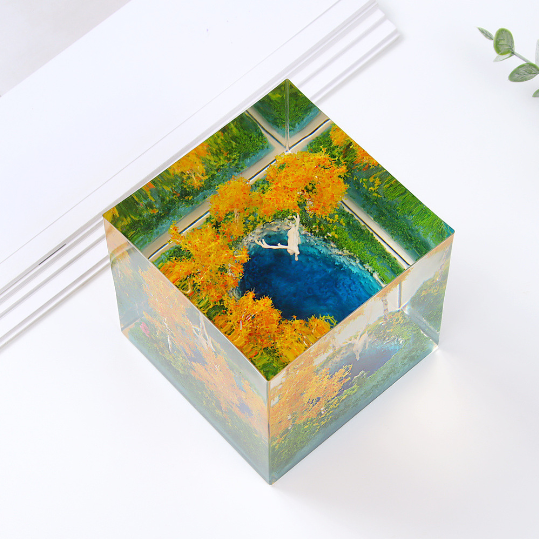 精緻秋景湖泊仙鹿造型燈