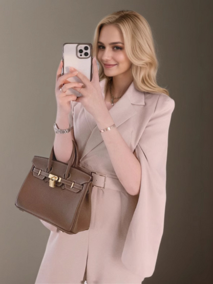 氣質修身西裝領收腰顯瘦連身褲(裸杏)JU1007