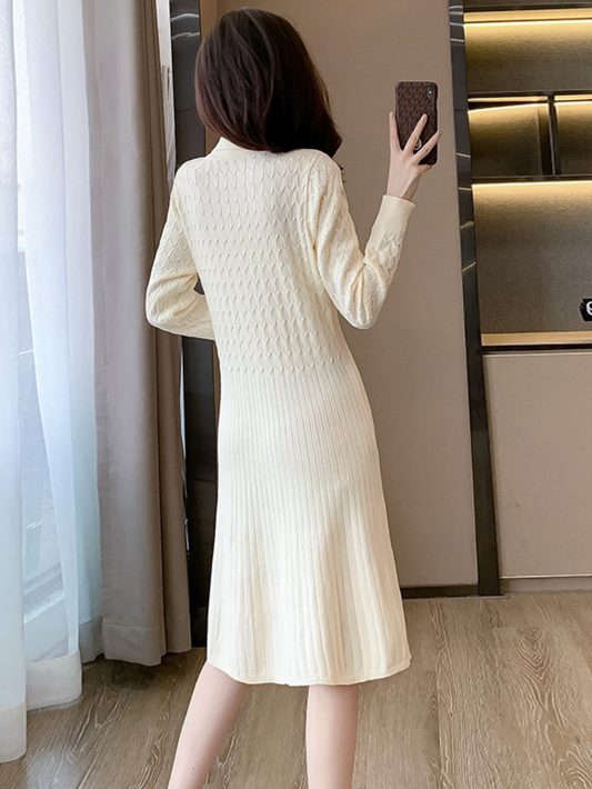 法式小香風百搭針織連身裙K1018