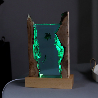 海洋潛水員烏龜樹脂燈