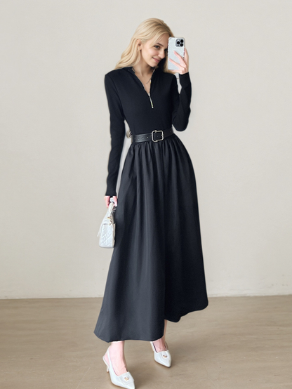 輕奢華赫本風黑色洋裝E1001