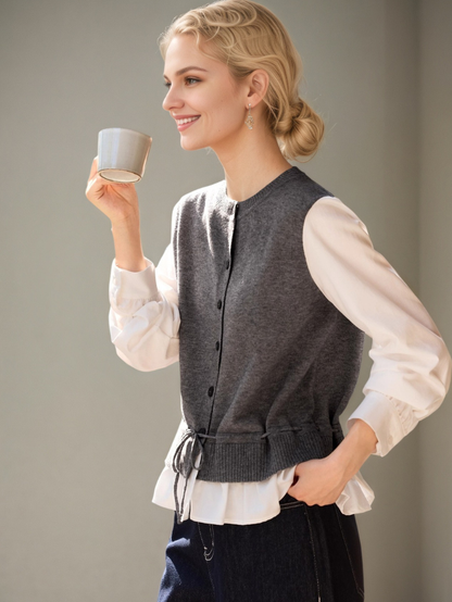 假兩件撞色拼接顯瘦針織衫KN1001