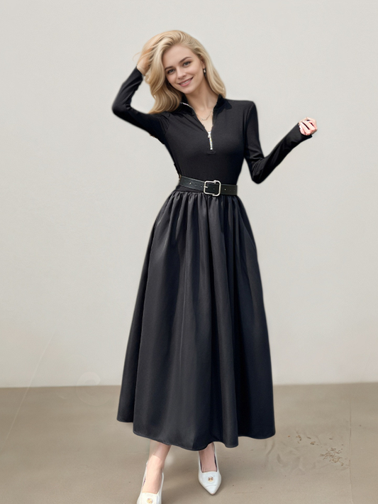 輕奢華赫本風黑色洋裝E1001