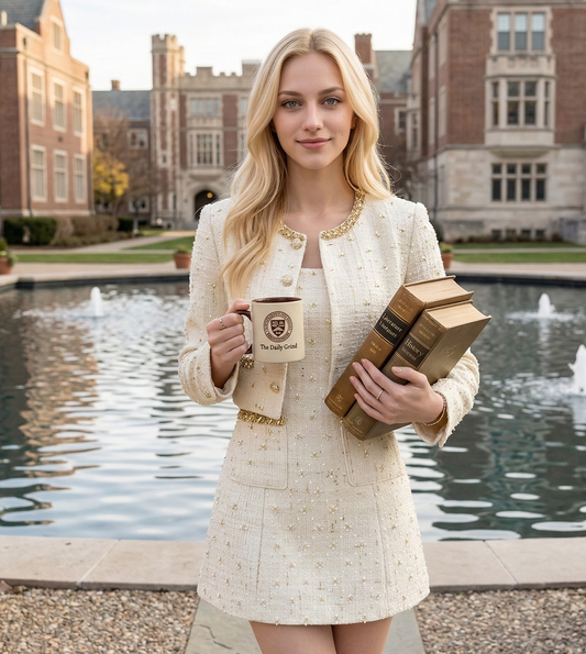 法式奶油色調珍珠編織套裝 CO2003