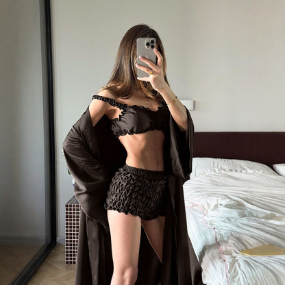 舒適甜美風休閒三件式居家服(黑)
