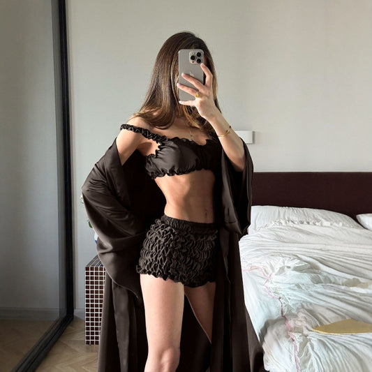 舒適甜美風休閒三件式居家服(黑)