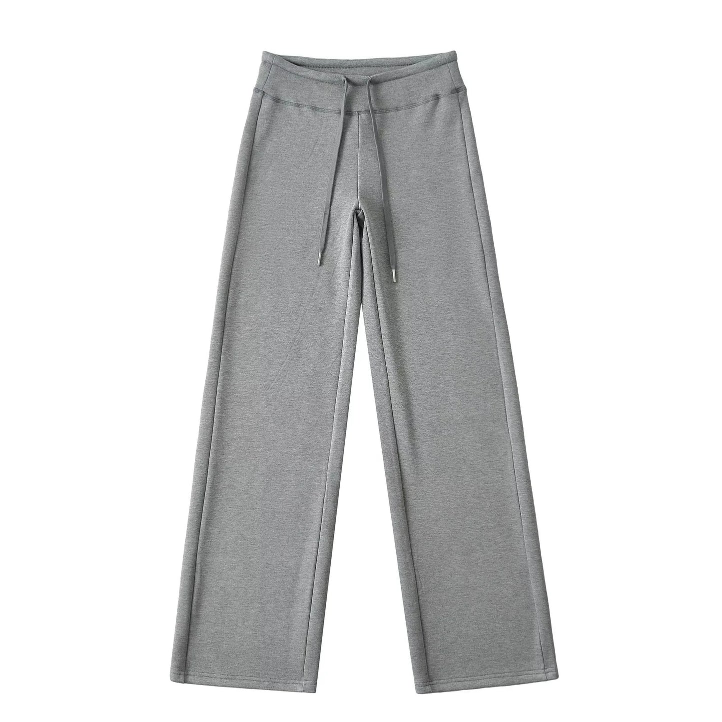 簡約純色鬆緊直筒拖地長褲(加厚款)灰